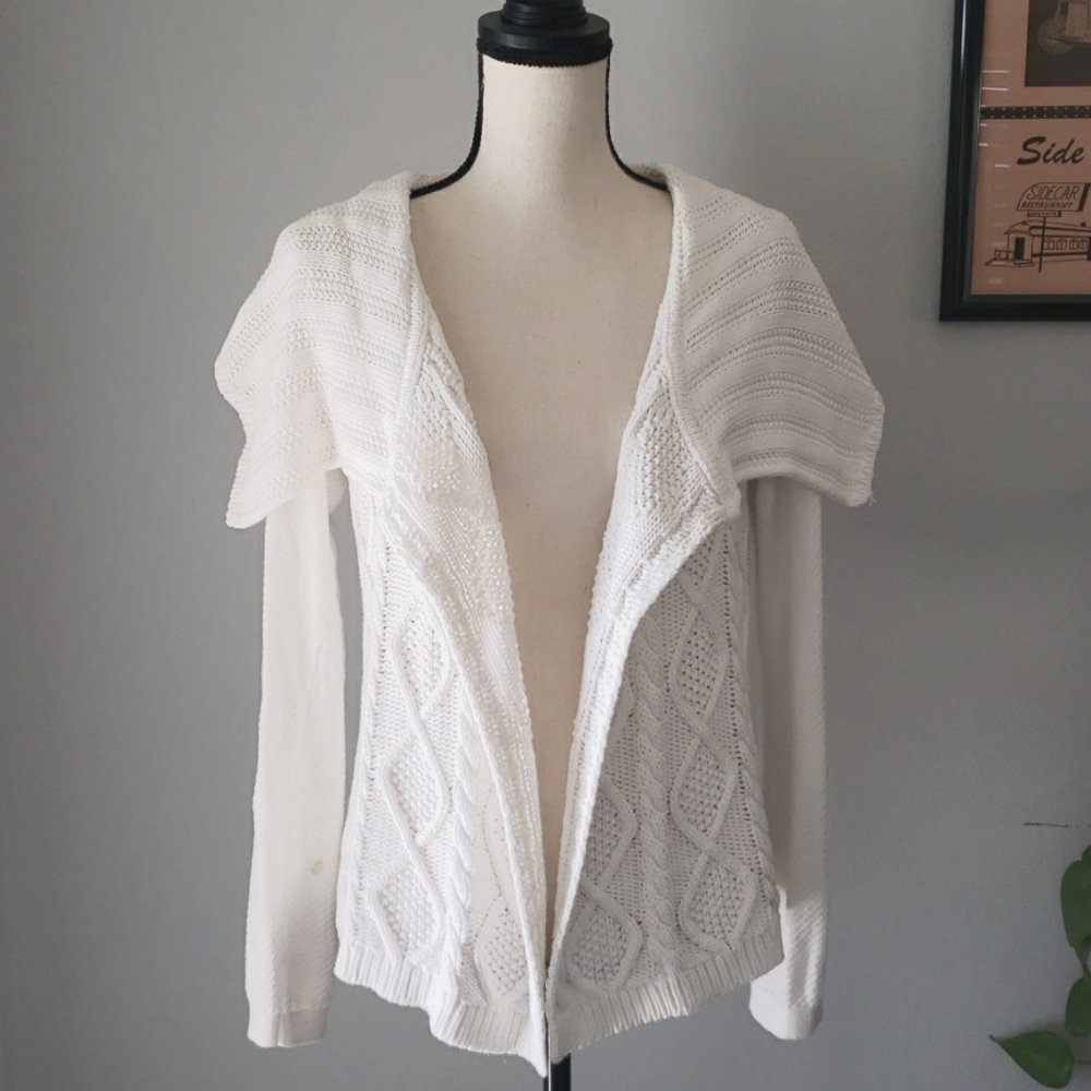 CAbi creamy white cable knit sweater